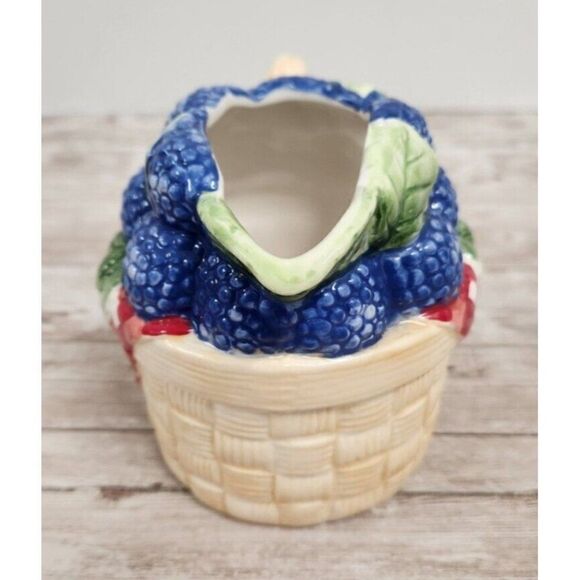 Fresh Berries Creamer Small Pitcher Harvest 4" Purple Red Tan Handle Spout - Picture 2 of 6